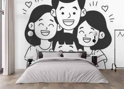 Outline illustration Celebration International Family Day family members in a positive vibes Wall mural