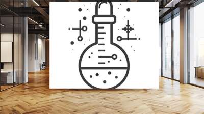 Round bottom flask with measurement markings and molecule structure Wall mural