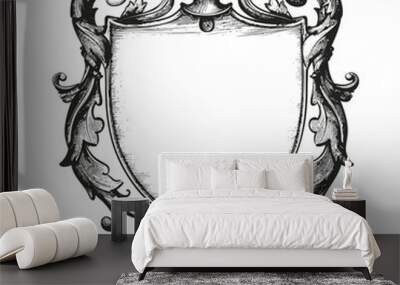 shield element with old engraving style Wall mural