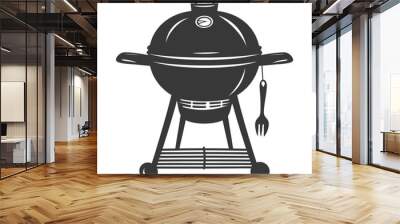 silhouette a barbecue grill offset smoker top down black color only Wall mural