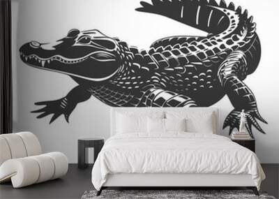 Silhouette alligator animal black color only full body Wall mural