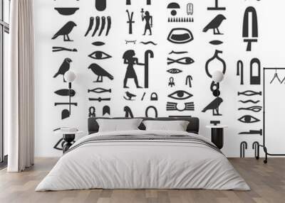 Silhouette collection of ancient egyptian hieroglyphs symbol logo black color only Wall mural