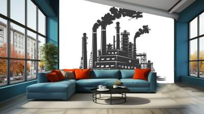 Silhouette industrial building factory black color only Wall mural