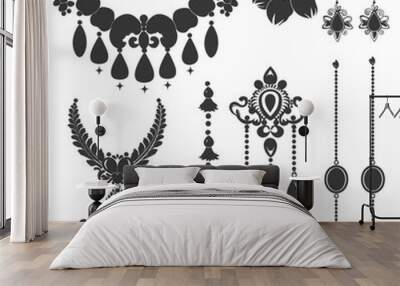 Silhouette jewelry and accessories for women black color only Wall mural