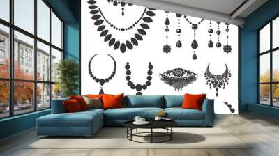 Silhouette jewelry and accessories for women black color only Wall mural