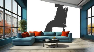 Silhouette little boy sitting in the chair black color only Wall mural