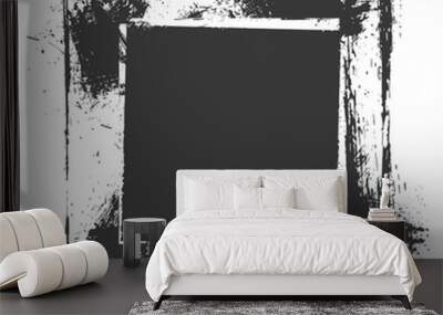 Silhouette Stencil frame dirty texture rectangle border black color only Wall mural