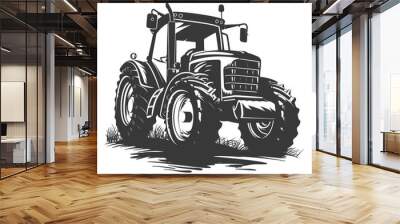 Silhouette tractor heavy equipment black color only Wall mural