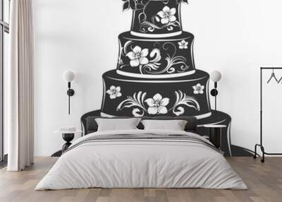 Silhouette Wedding Cake black color only Wall mural