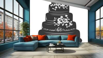 Silhouette Wedding Cake black color only Wall mural