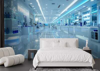 The sterile interior of a cosmetic studio with organized equipment and supplies professional photography Wall mural