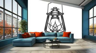 vintage lantern pendant lamp industrial style minimalist line art icon logo symbol  Wall mural