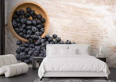 blueberries in a wooden bowl Wall mural