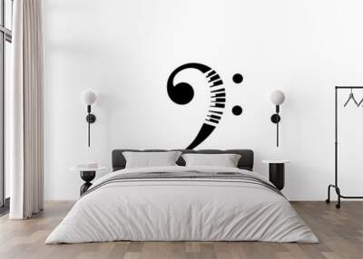 f clef music note black logo design isolatede on white. icon vector illustration. Wall mural