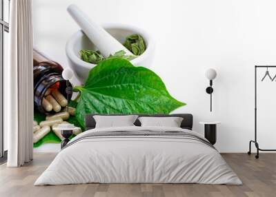 mortar and pestle with betel herbs medicine Wall mural