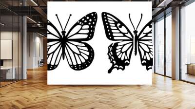 butterfly Isolated vector graphic illustration design in black and white silhouette for clip art templates Wall mural