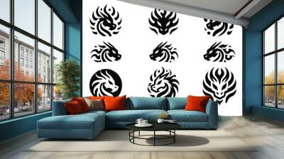 Dragon head tribal tattoo graphic design templates Wall mural