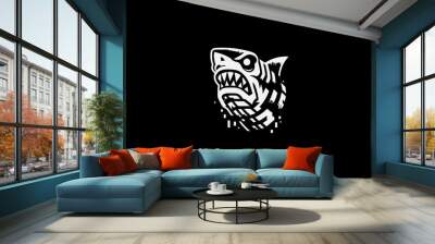 Shark black and white vector design Wall mural