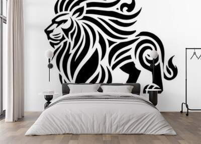 tribal lion tattoo vector graphic design black and white clip art silhouette Wall mural