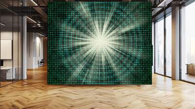 Substrate for the image of a matrix with a bright beam of light in convergent circles. Wall mural