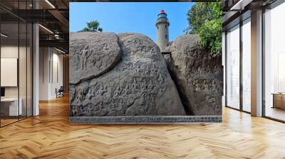 The Descent of the Ganges (also known as Arjuna's Penance or Bhagiratha's Penance), the largest open-air rock relief at mahabalipuram,tamilnadu Wall mural