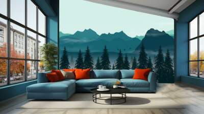 Beautiful forest full Tree banners. Wall mural