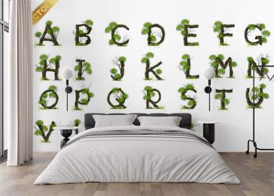 Collection  Letter A B C vector alphabet with tree . ABC concept type as logo.Eco concept. Wall mural