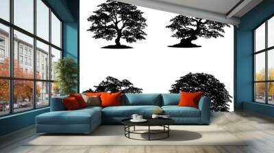 Collection tree silhouette isolated on white background. Wall mural