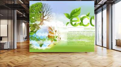 Earth Day. Eco friendly concept. Vector illustration. Earth day concept. World environment day background. Save the earth. Happy Earth Day Poster or Banner Background. Wall mural