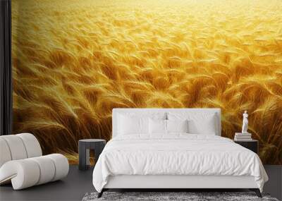 Field of wheat, golden and ready for harvest, swaying in the breeze, bright sunlight Wall mural