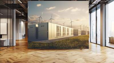 Renewable energy storage advanced technology innovative battery systems grid solutions sustainable Wall mural