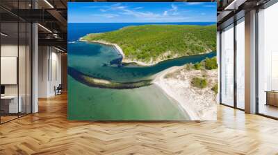 Aerial view to mouth of a river Ropotamo in Black Sea, Bulgaria Wall mural