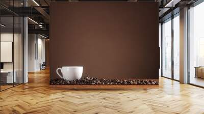 Coffee on a brown background with copy space Wall mural