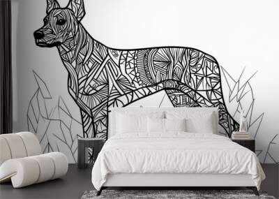 Cute coloring page featuring a playful dog for kids creativity. Wall mural