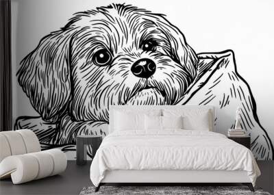 Cute coloring page featuring a playful dog for kids creativity. Wall mural