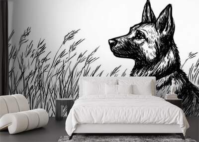 Cute coloring page featuring a playful dog for kids creativity. Wall mural