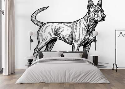 Cute coloring page featuring a playful dog for kids creativity. Wall mural