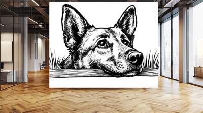 Cute coloring page featuring a playful dog for kids creativity. Wall mural