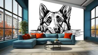 Cute coloring page featuring a playful dog for kids creativity. Wall mural