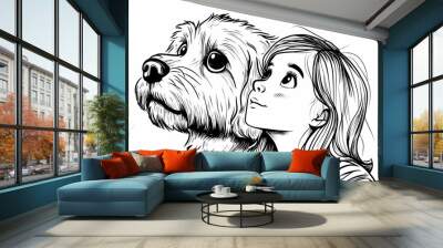 Cute coloring page featuring a playful dog for kids creativity. Wall mural