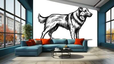 Cute coloring page featuring a playful dog for kids creativity. Wall mural