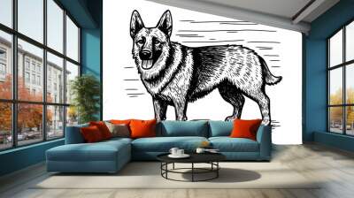 Cute coloring page featuring a playful dog for kids creativity. Wall mural