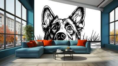 Cute coloring page featuring a playful dog for kids creativity. Wall mural