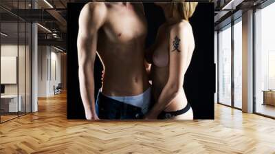 So seductive romantic hot cute and beautiful The man and woman in intimate situation Wall mural