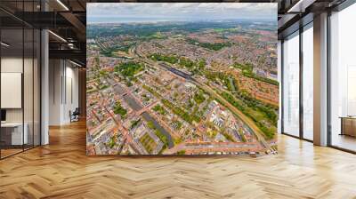 Haarlem, Netherlands. Panorama of the city in summer in cloudy weather. Aerial view Wall mural