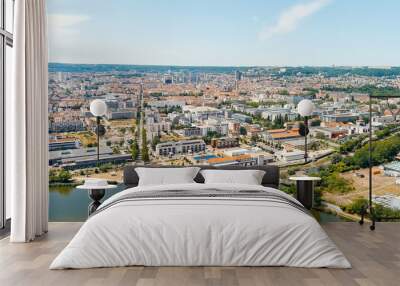 Nancy, France. Panorama of the central part of the city. Summer, Sunny day, Aerial View Wall mural