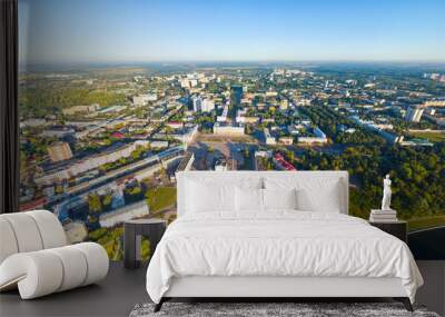 Orel, Russia. Panorama of the city center from the air morning time. Aerial view Wall mural