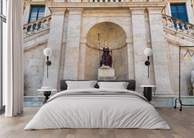 Rome, Italy. Fountain of the Goddess Roma. Capitoline Hill in the center of Rome Wall mural