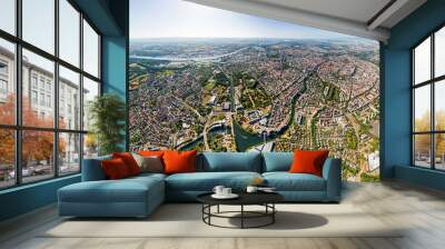 Strasbourg, France. Panorama of the city on a summer day. Sunny weather. Aerial view Wall mural