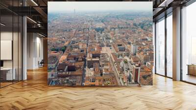 Turin, Italy. Turin railway station, Piazza San Carlo. Panorama of the historical city center. Summer day, Aerial View Wall mural